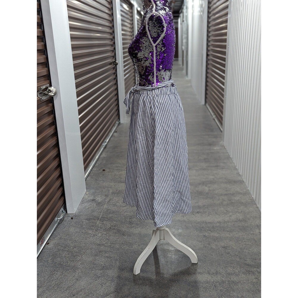 Talbots Nautical A-Line Blue & White Striped Belted Skirt w/ Pockets‎ Sz MP NEW - Picture 2 of 9